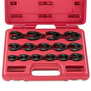 Neiko 03324A 3/8-Inch and 1/2-Inch Drive Crowfoot Flare Nut Wrench Set, Metric, - Picture 1 of 5