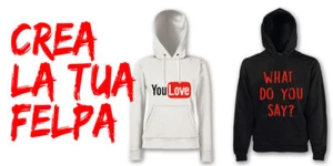 FELPE PERSONALIZZATE - CON CAPPUCCIO senza zip - STAMPA SCRITTA - NOME -LOGO - Foto 1 di 9