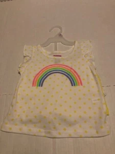 New baby girl shirt & shorts outfit rainbow yellow polka dots size 12 months - Picture 1 of 2