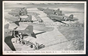 1943 Camp Mackall USA RPPC Postcard Cover Airborne Troops Boarding Planes - Picture 1 of 2