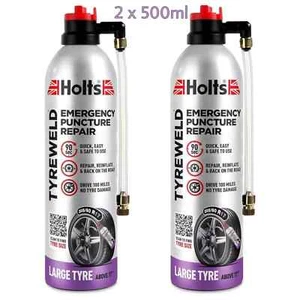 Holts Tyreweld Puncture Sealant 2x500ml, Emergency Tyre Repair Foam-Car Puncture - Picture 1 of 4