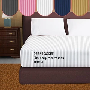 100% Cotton P Extra Deep Fitted Sheet 30CM Corner Single Double King Size Sheets - Picture 1 of 98