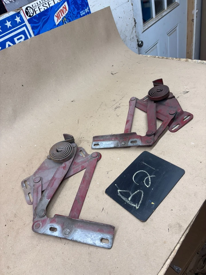 1972-1980 DODGE RAM RAMCHARGER D100 D150 W150 HOOD HINGES SET SPRINGS PAIR OEM - Image 1 of 4