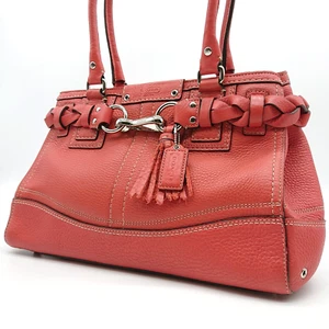 COACH Shoulder Bag Red F13084 Leather Tote Bag Hamptons Made in China - Picture 1 of 24