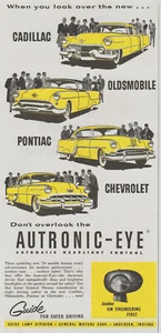 1954 Autronic-Eye GM Cadillac Chevy Pontiac Olds - Headlight Control - Print Ad - Picture 1 of 2