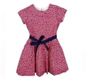 J.Crew Crewcuts Girl’s Size 7 Red Hearts Dress Short Sleeve Colorful Valentines - Picture 1 of 5