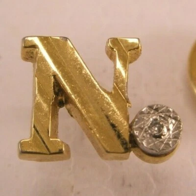 Pin de solapa vintage con monograma de diamantes de imitación N con letra inicial de corbata Neil Norman g05 Foto 1 de 4