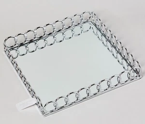 BRANDNEU American Atelier 1332766 geschlungenes quadratisches Spiegeltablett, Silber - Bild 1 von 2