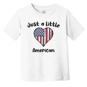 Just A Little American Cute United States Flag Heart Infant Toddler T-Shirt - Picture 1 of 2