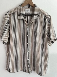 Goodfellow & Co Herren Kurzarm Brn/Blk gestreiftes Baumwollhemd Größe XL LESEN! - Bild 1 von 10