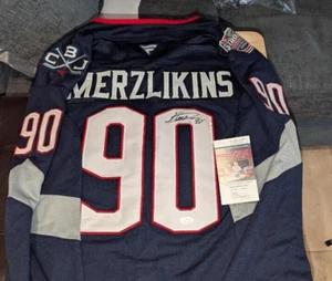Elvis Merzlikins Signed Columbus Blue Jackets 2025 STADIUM SERIES JERSEY JSA COA - Picture 1 of 5