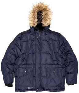 Point Zero V6702 Mens Navy Hooded Ripstop Down Parka Size XL - Picture 1 of 3