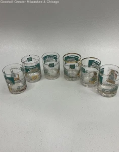 Libbey Southern Comfort Gold Trim Low Ball Mid Century Drinking Glasses - Picture 1 of 3