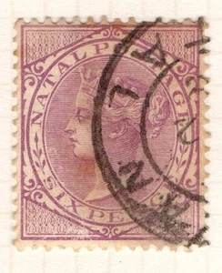 South Africa Natal 1882 1889 Queen Victoria 6d Six Pence mauve SG103 Used - Bild 1 von 1