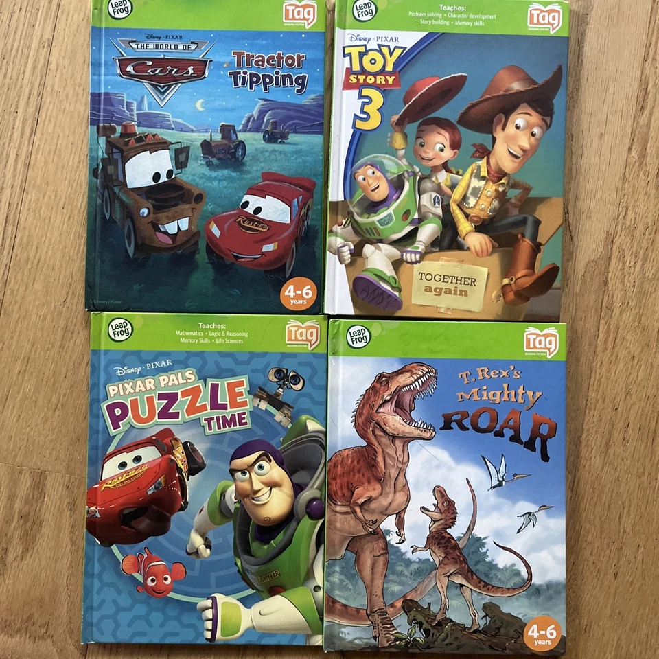 Leapfrog Tag Pen Books Four Lot Pixar Cars Toy Story 3 Dinosaurs - Image 1 of 4