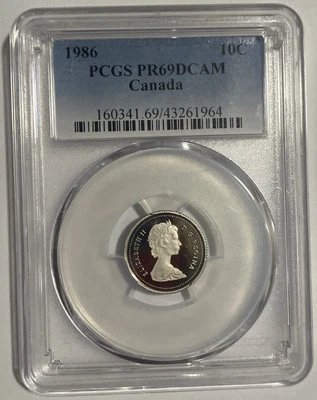 1986 - Canadian Dime Proof - PCGS PR69DCAM Very Low Pop. - Image 1 of 4