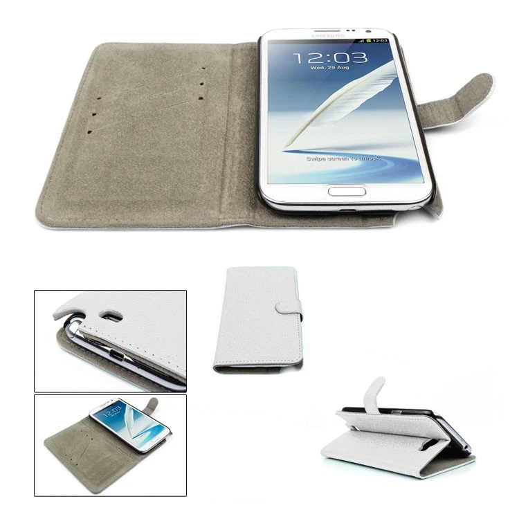 NUEVA CARTERA FUNDA ABATIBLE SOPORTE BOLSA CUERO PU BLANCO GALAXY NOTE II 2 Foto 1 de 1