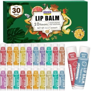 AZEN 30er Pack Lippenbalsam, natürlicher Lippenbalsam Großpackung, Lippenpflegeprodukt, feuchtigkeitsspendende Lippen - Bild 1 von 9