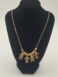 Goldfarbene Familienkette mit bunten Strass Jungen & Mädchen Charms - Mama... - Bild 1 von 2