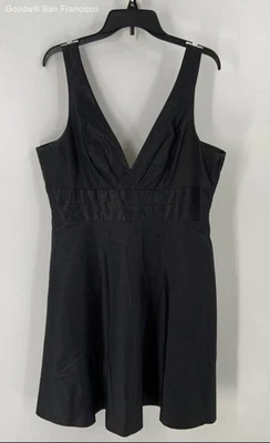 Donna Ricco Black Silk Sleeveless V-Neck Regular Fit Mini Womens Dress Size 14 - Image 1 of 4