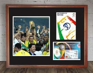 BRAZIL World Cup 2002 FRAMED 13"x17" Photo, Poster & Final Ticket DISPLAY Repro - Picture 1 of 1