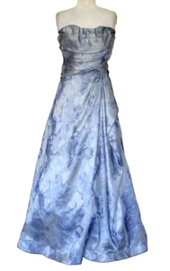 Rene Ruiz Blue Gray Strapless Gown Dress Size 6 Women Crinoline Skirt - Picture 1 of 7