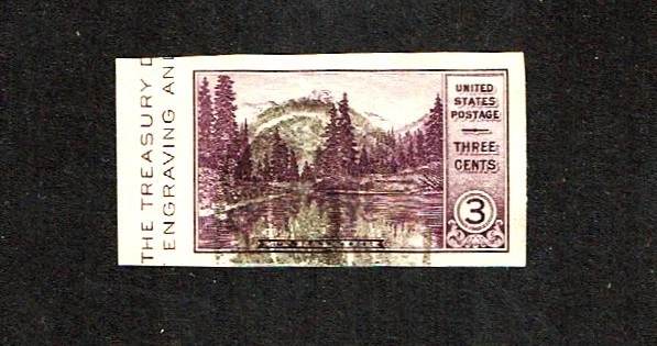 1935 U.S.National Parks IMPERF 3c Dp Vio Mt Rainier  Sc#758 Postally Used - Image 1 of 1