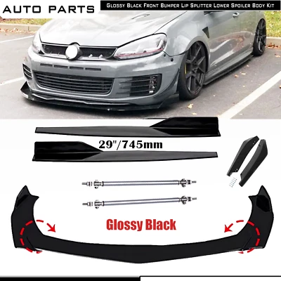 For Volkswagen Polo Front Bumper Lip Bod Kit Spoiler Splitter Side Skirt Foto 1 de 4