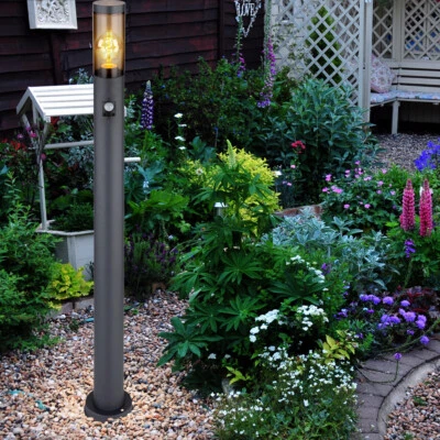 Wegelampe Außenstehlampe Pollerleuchte Bewegungsmelder LED Gartenlampe anthrazit - Bild 1 von 4