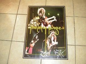 VINTAGE ORIGINAL GUITARIST JIMMY PAGE COLLAGE POSTER SIGNED NUMBERED SIGNTURE - Picture 1 of 8