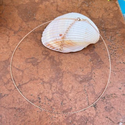 Collar de alambre de cuello de cable de cuello redondo delgado de 0,75 mm de oro rosa de 14 quilates 16" ~ 18" Foto 1 de 4