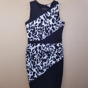Belle Sky Color Block Animal Print Bodycon Dress Womens Large - Picture 1 of 5