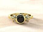 925 Sterling Silver Gold Finish in 2 ct. Fancy Natural Black Diamond Ring