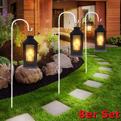 8x Schäferhaken Garten Hirtenstab Metallstab Schäferstock Laternenhalter 90cm DE - Bild 1 von 4