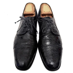 $1395 ZELLI Mens Andrea Black Crocodile Lace Up - 12 U.S. - Picture 1 of 10