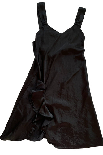 UNDERCOVER Camicia da notte vintage Victoria's Secret etichetta oro slip dress nera con volant fata S