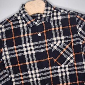 Wesc Unisex Plaid Button Up Shirt Jacket Men's L Women's XL Black Orange White - Picture 1 of 11