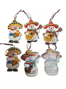 6 Stck. Weihnachten Mexikanischer Schneemann Metall hängender Schneemann 4”x2,6” pro Ornamente - Bild 1 von 2