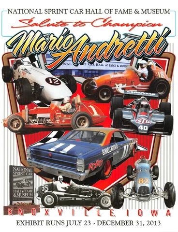 2013 MARIO ANDRETTI SALUTE TO CHAMPION COLLAGE (KNOXVILLE HALL of FAME) POSTCARD Cover