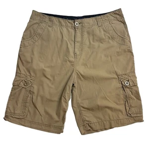 Arizona Jean Shorts Mens 40 Khaki Tan Green Flat Front Cargo Pockets **READ** - Picture 1 of 14