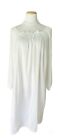Yves Delorme White Thin Cotton Long Sleeve Nightgown Knee Length Applique L