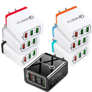 3 Port USB Home Wall Fast Charger QC 3.0 for Cell Phone iPhone Samsung Android - Picture 1 of 17