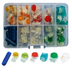70pcs Data Phone Butt Splice UY UR UB RJ11 Plug Crimp Connectors Assorted Kit - Picture 1 of 5
