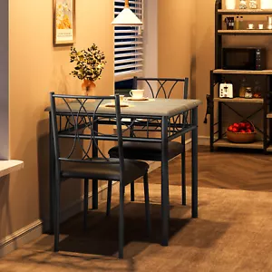 3 Piece Dining Set Table 2 Chairs Bistro Pub Home Kitchen Breakfast Furniture - Picture 1 of 18