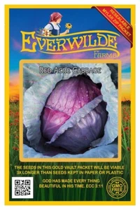 500 Red Acre Cabbage Seeds - Everwilde Farms Mylar Seed Packet - Picture 1 of 3