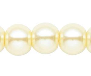 2 hebras de perlas de vidrio redondo amarillo claro de 8 mm con orificio de 1,1-1,4 mm - Imagen 1 de 3