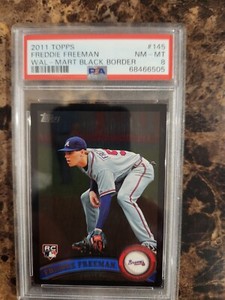 2011 Topps #145 FREDDIE FREEMAN Wal-Mart BLACK Border Rookie PSA 8 RC Rare 