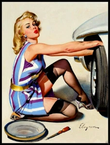 Cartel de arte sexy pin up niña impresión de lona imán nevera 6x8 grande - Imagen 1 de 2