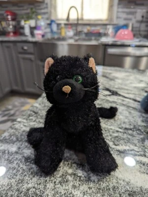 Shiny Black Cat Webkinz Plush No Code Ganz Stuffed Animal Halloween Kitty  - Image 1 of 4