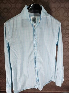 Bachrach 1877 - Button up Long Sleeve Collared Blue White Shirt - Size Small - Picture 1 of 12